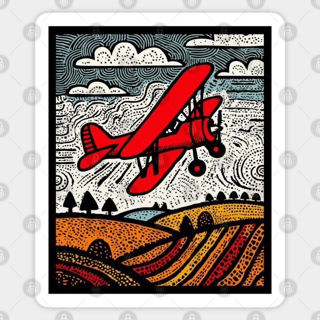 Vintage Biplane Sticker by TuncGK